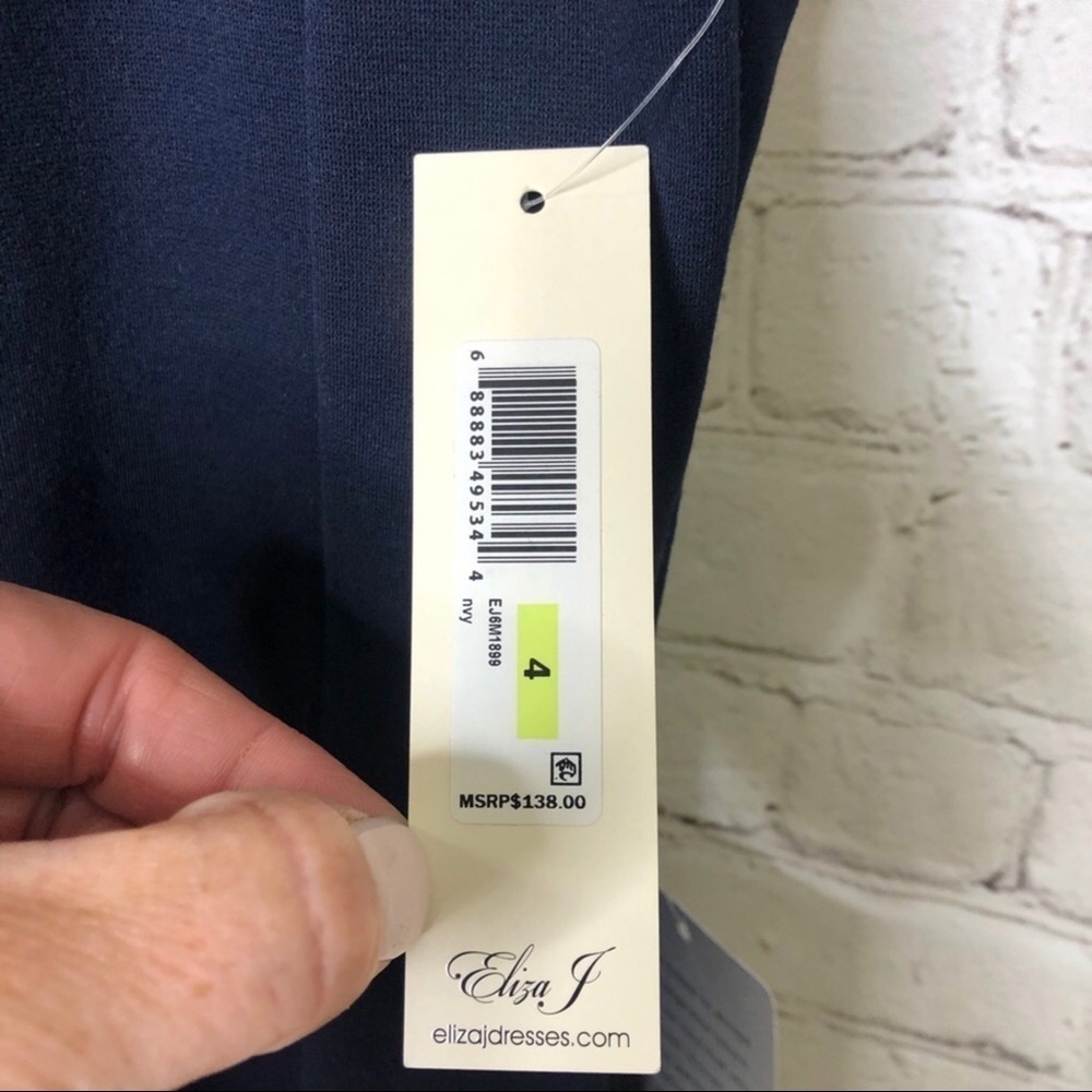 Eliza J Fit & Flare Dress Sleeveless Colorblock Size 4 Navy Blue Pink - Picture 7 of 12